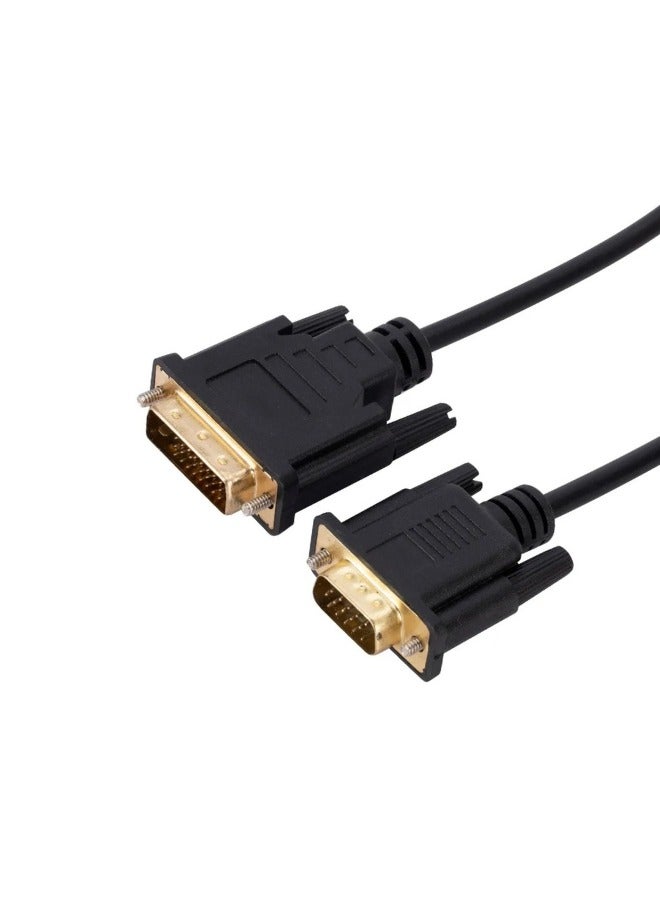 كابل محول DVI-D (Dual Link) إلى VGA ذكر – بطول 1.5 متر، لون أسود، لتوصيل شاشات الكمبيوتر وأجهزة العرض - Image 1