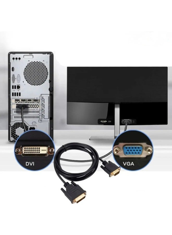 كابل محول DVI-D (Dual Link) إلى VGA ذكر – بطول 1.5 متر، لون أسود، لتوصيل شاشات الكمبيوتر وأجهزة العرض - Image 2