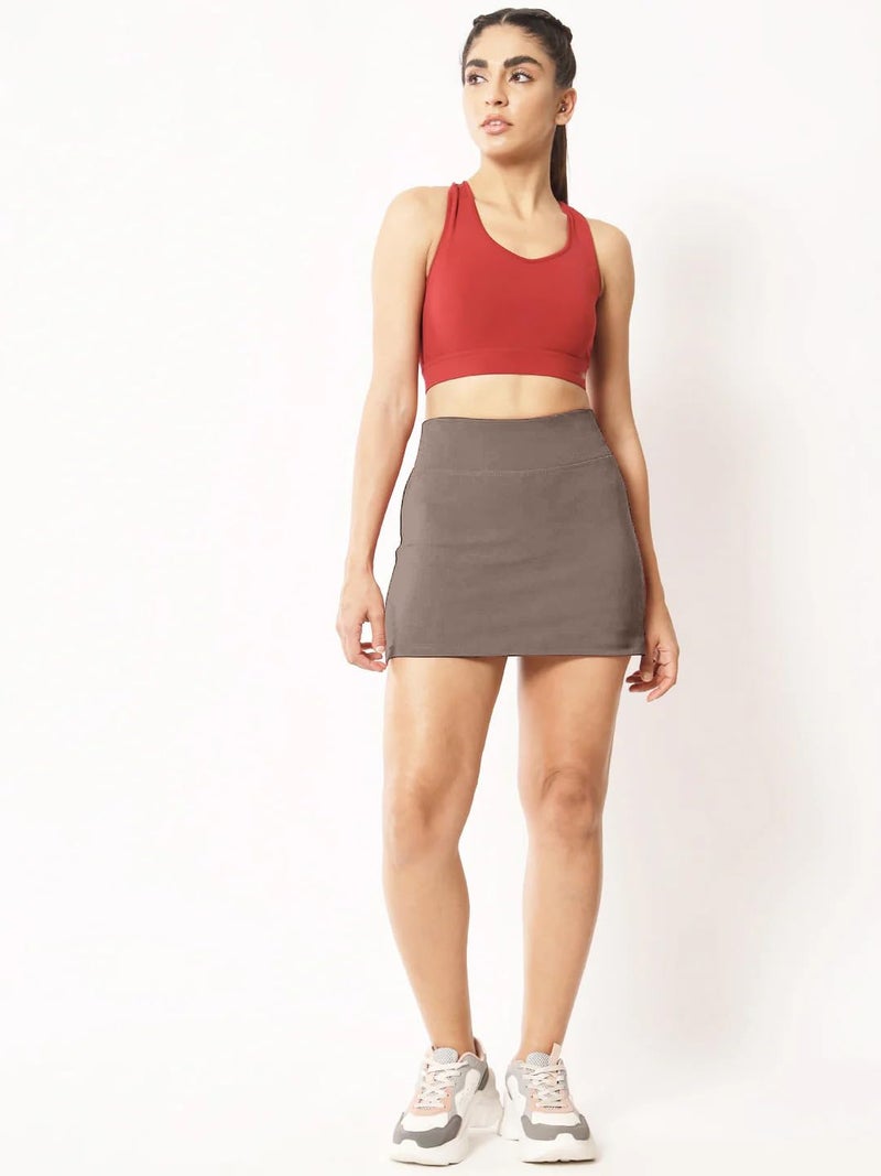 Mehrang Skirt with Shorts for Women's & Girl's Solid High Waist Flared Skater Short Mini Skirt - Image 2