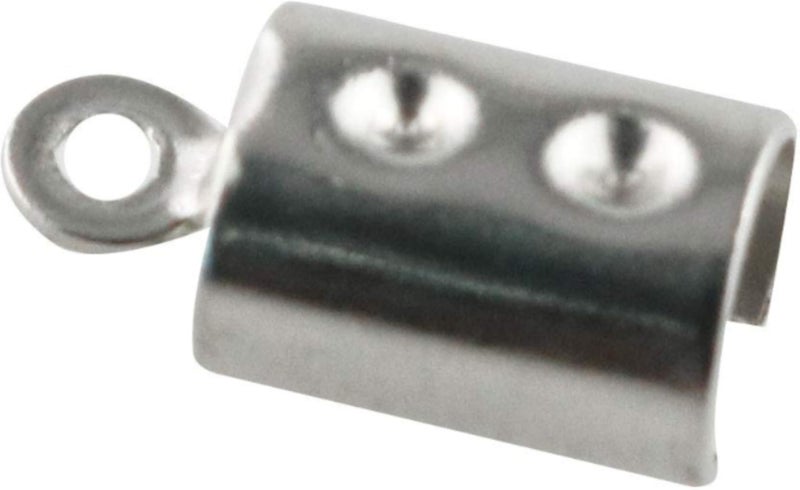 50pcs 10x5.5mm Stainless Steel Folding Round Crimp Ends Cord End Tips PU Rope Clamp Round Clip