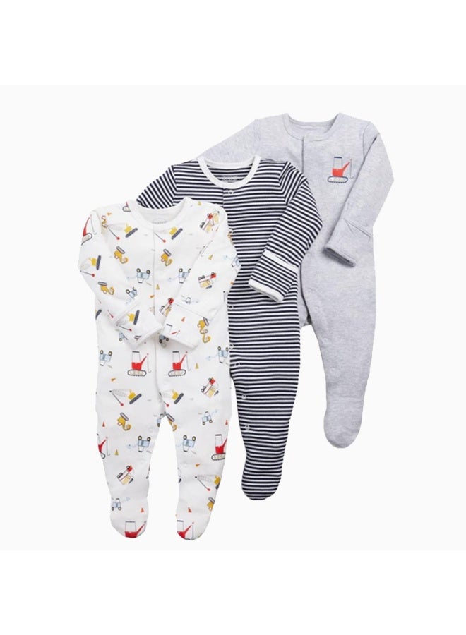 Spring and Autumn Baby Bodysuits Set - 3 Pieces