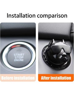 ShebSheb Car Push to Start Button Cover Dog Car One Button Start Stop Decorative Cover Universal for Car SUV Truck(Black)  - Image 4