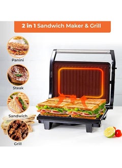 Generic Contact Grill Maker – Non-Stick Plates, Stainless Steel Body, Cool Touch Handles | Power & Ready Indicators | Overheat Protection | Electric Sandwich & Panini Press Grill  - Image 2