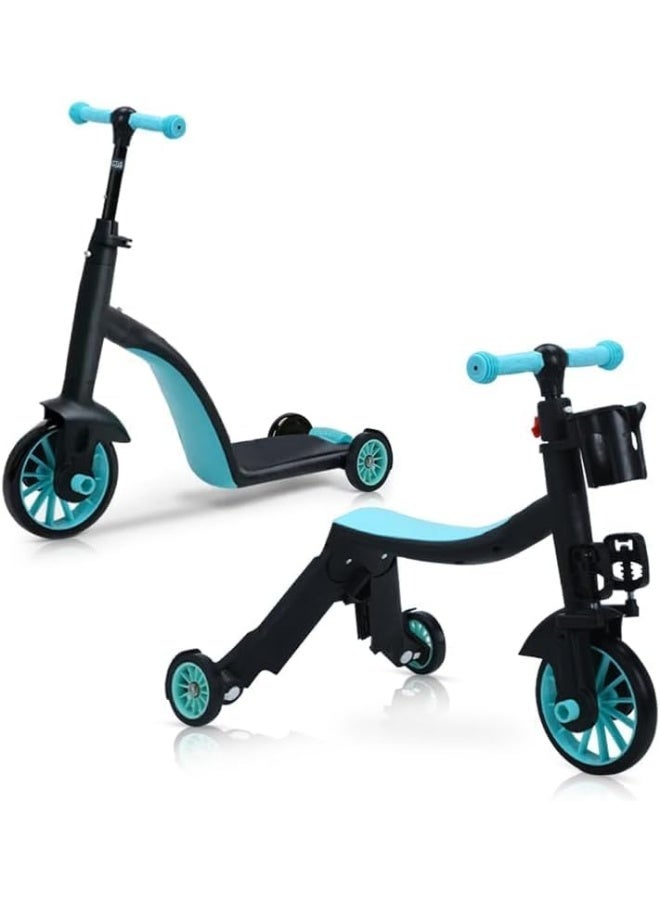 SAFENHAND 3-in-1 Kids Convertible Scooter, Balance Bike and Tricycle (BLUE)  - Image 2