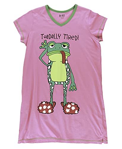 Lazy One Women's Nightgown, Funny V-Neck Sleep Shirt for Women, Frog PJ Shirt (Toadally Tired, L/XL) - Image 3