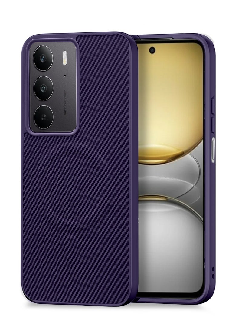 دبليو تيك غلاف خلفي واقٍ من السيليكون الناعم من الكربون الألياف لــ Realme C75 5G 2025 مع ميزة ماغسيف (MCFPSN) - لون بنفسجي باذنجاني - Image 1