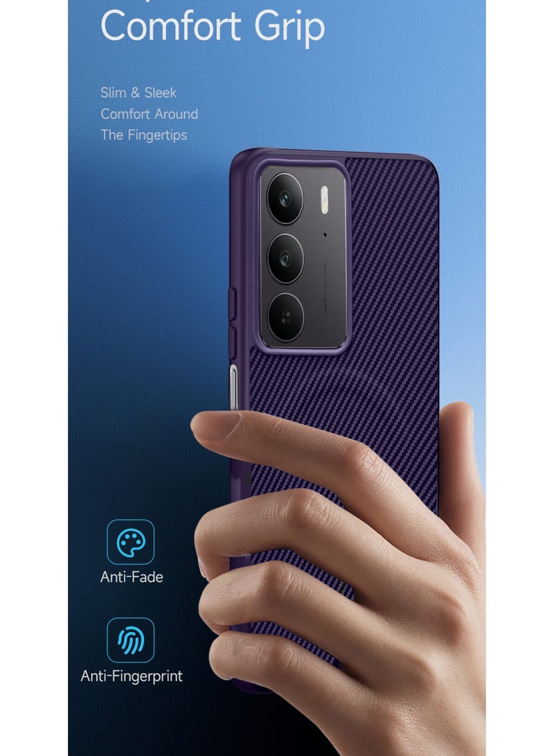 دبليو تيك غلاف خلفي واقٍ من السيليكون الناعم من الكربون الألياف لــ Realme C75 5G 2025 مع ميزة ماغسيف (MCFPSN) - لون بنفسجي باذنجاني - Image 2