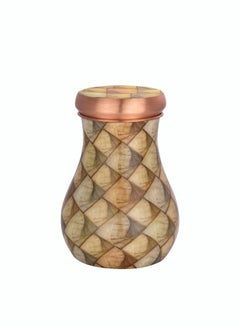 Rajwadi Pure Copper Water Pot With Glass  850ML (28.7 OZ) Designer Collection Burfi Benefited Bottle For Healthy Life Style
