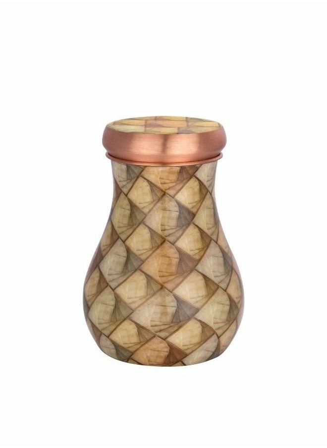 Generic - Rajwadi Pure Copper Water Pot With Glass  850ML (28.7 OZ) Designer Collection Burfi Benefited Bottle For Healthy Life Style - Image 1