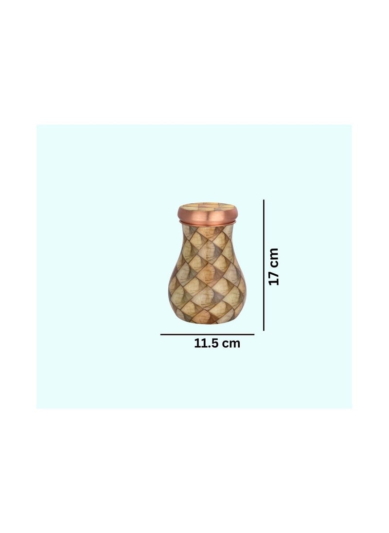 Generic - Rajwadi Pure Copper Water Pot With Glass  850ML (28.7 OZ) Designer Collection Burfi Benefited Bottle For Healthy Life Style - Image 1