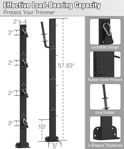 Koutemie 4 Place Weed Eater Rack for Open Trailer, Weedeater Rack with Lockable Hasp Mount on Landscape Trailer Truck, Enclosed Trimmer Racks Carrier with Trim Line Holder for Yard Lawn Tool Equipment - Image 2