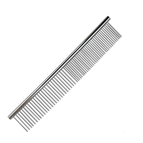 AlexVyan Stainless Steel Grooming Comb for Fur Dogs Cat and Puppies Pet and Human Also- Narrow & Wide Tooth- Small - Image 1