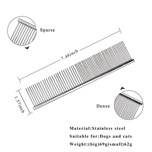 AlexVyan Stainless Steel Grooming Comb for Fur Dogs Cat and Puppies Pet and Human Also- Narrow & Wide Tooth- Small - Image 2