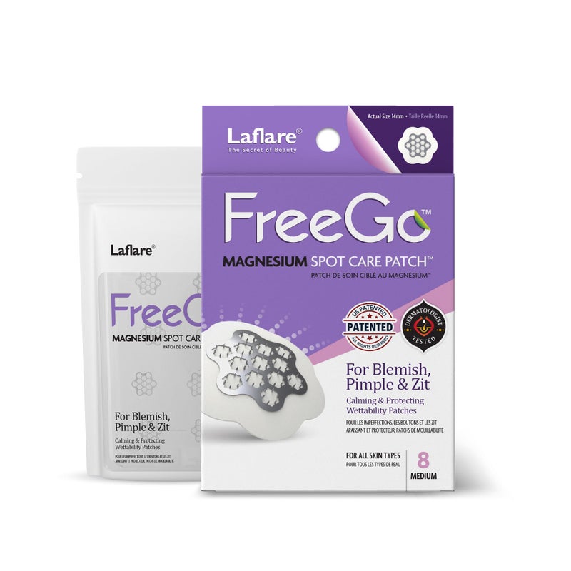 FreeGo Magnesium Acne Patch: Innovative Treatment for Acne, Dark Spots, Blemishes, and Cystic Acne - Patented & Clinically Tested Spot Solution (MEDIUM 8 PCS) - Image 1