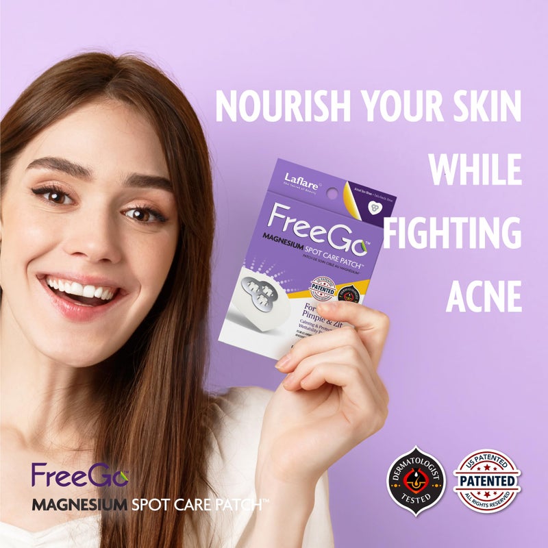 FreeGo Magnesium Acne Patch: Innovative Treatment for Acne, Dark Spots, Blemishes, and Cystic Acne - Patented & Clinically Tested Spot Solution (MEDIUM 8 PCS) - Image 2