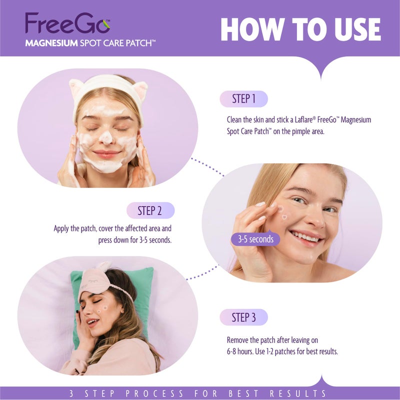 FreeGo Magnesium Acne Patch: Innovative Treatment for Acne, Dark Spots, Blemishes, and Cystic Acne - Patented & Clinically Tested Spot Solution (MEDIUM 8 PCS) - Image 4