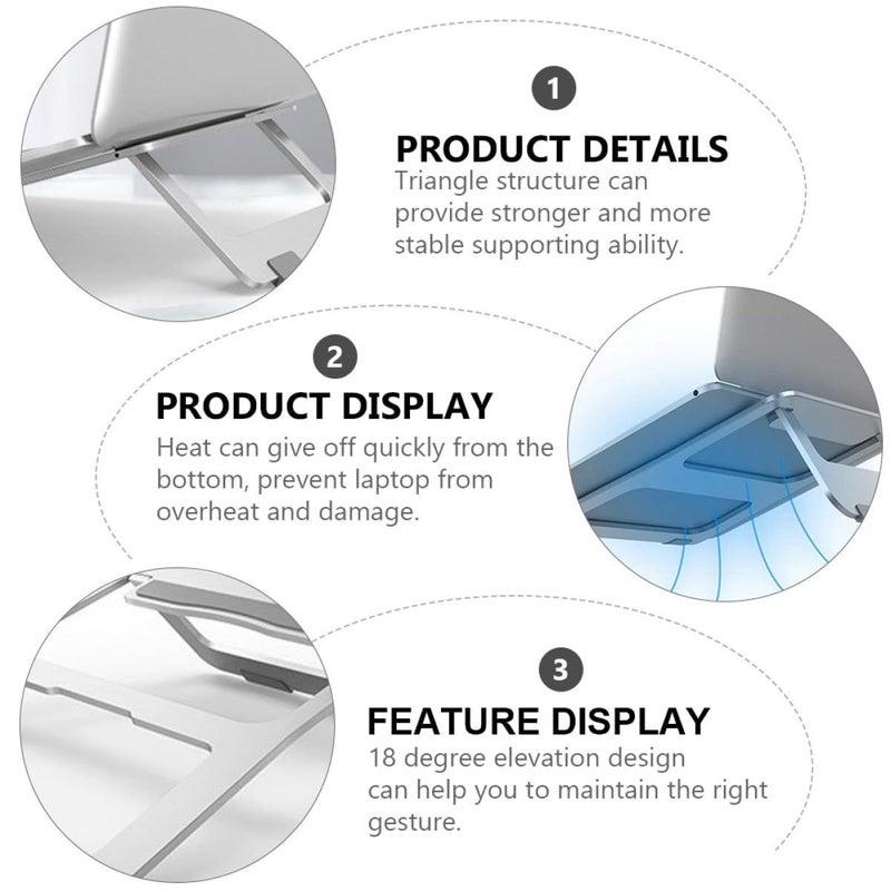 Aluminum Alloy Foldable Laptop Stand Ventilated Design Notebook Tablet Riser Silver - Image 5