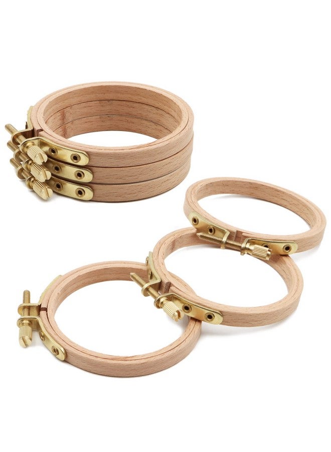 ZOCONE 6 Pcs Beech Wood Embroidery Hoops Wood Circle Hoop Ring Cross Stitch Hoop For Embroidery Cross Stitch Needlework Art Craft Handy Sewing And Christmas Decoration (Size 3") - Image 1