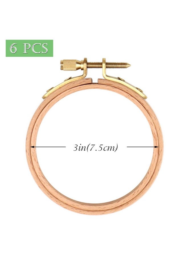 ZOCONE 6 Pcs Beech Wood Embroidery Hoops Wood Circle Hoop Ring Cross Stitch Hoop For Embroidery Cross Stitch Needlework Art Craft Handy Sewing And Christmas Decoration (Size 3") - Image 2