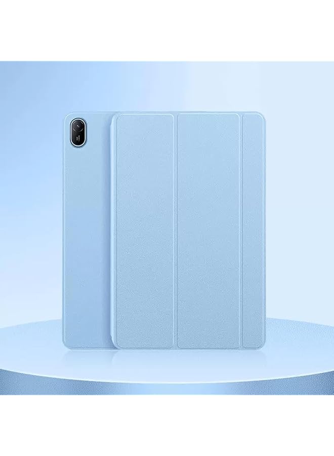 جراب رفيع من الجلد الصناعي الذكي المغناطيسي ثلاثي الطي متوافق مع جهاز Huawei Matepad Se 11 بوصة 2024 اللوحي، أزرق