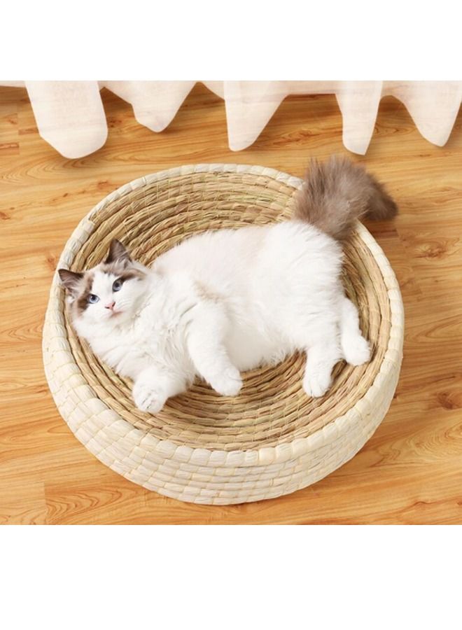 fashionhome منتجات الحيوانات الأليفة لوحة خدش للقطط مصنوعة يدويًا من القش سرير متعدد الوظائف - Image 2