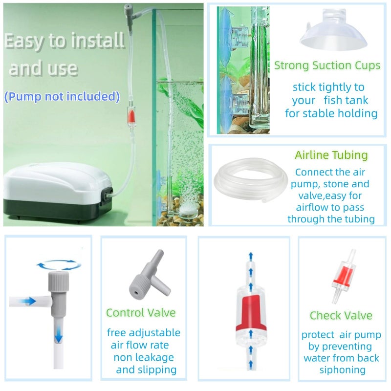 AQUANEAT Aquarium Air Stone Disc, 1 Inch Nano Bubble Stone Kit Quiet Dissolved Oxygen Diffuser with Accessories tubing and valves for Small Fish Tank - Image 5