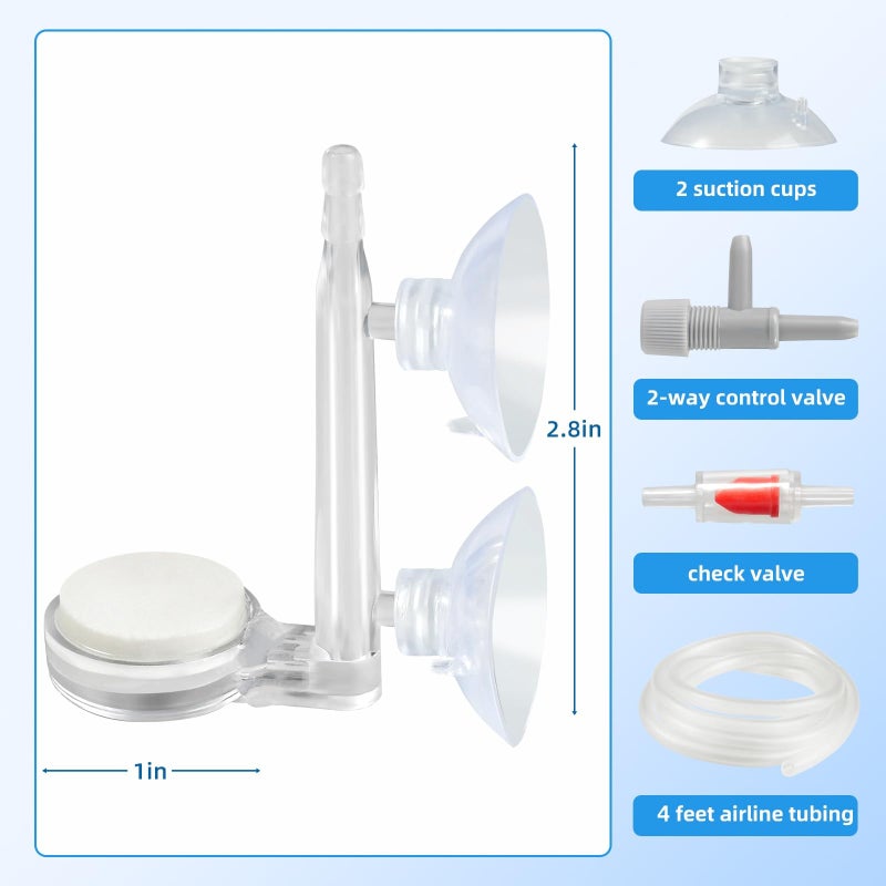 AQUANEAT Aquarium Air Stone Disc, 1 Inch Nano Bubble Stone Kit Quiet Dissolved Oxygen Diffuser with Accessories tubing and valves for Small Fish Tank - Image 3