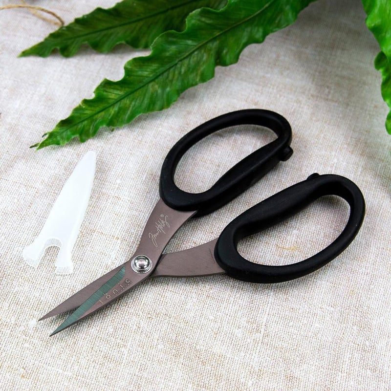 TONIC STUDIOS Tim Holtz Small Scissors - 5 Inch Mini Snips with Micro Serrated Blade - Craft Tool for Cutting Paper, Fabric, and Sewing - Titanium with Black Comfort Grip Handles - Image 4
