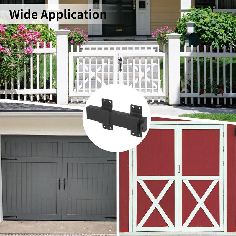 Heavy Duty Slide Gate Latches 2 Pcs, Metal with Padlock Hole, Includes Screws, Anti-Rust Sliding Door Lock for Wooden Fence, Barn Door, Outdoor, Yard Gate - Image 5