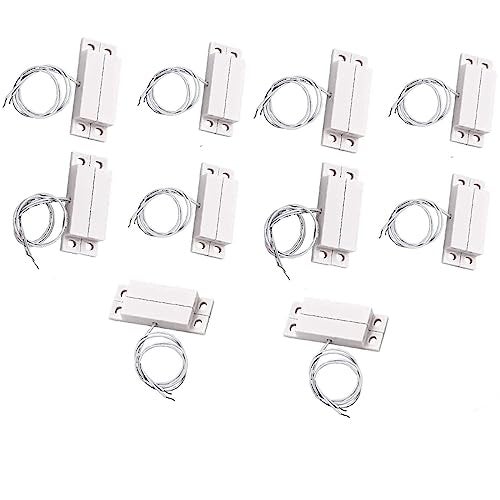 priaolker MC-32 NC Magnetic Reed Switch Surface Mount Wired Door Window Alarm, Magneti Door Switch, Contact Sensor, for Home Security and Burglar Alarm Systems, Sets of 10, White - Image 1