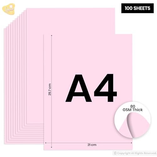 Lakeer A4 Pastel Color Paper- Pastel Pink Colour, Pack of 100 Sheets | 80 GSM Thick for Arts and Crafts, Printing, DIY Projects, Etc - Image 3