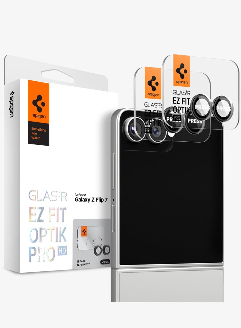 Spigen GLAStR EZ-Fit Optik PRO Samsung Galaxy Z Flip 7 Camera Lens Protector [2 PACK] - Black - Image 1