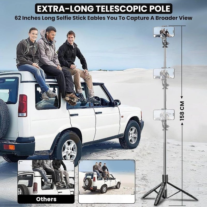 Fire Turtle X3 Selfie Stick with Tripod Stand, 6 Feet Length, Wireless Remote, Detachable Holder, Bluetooth Compatible for iPhone/Android - Perfect for Vlogging & Photo Shoots (Q05 swlfie Stick) - Image 5