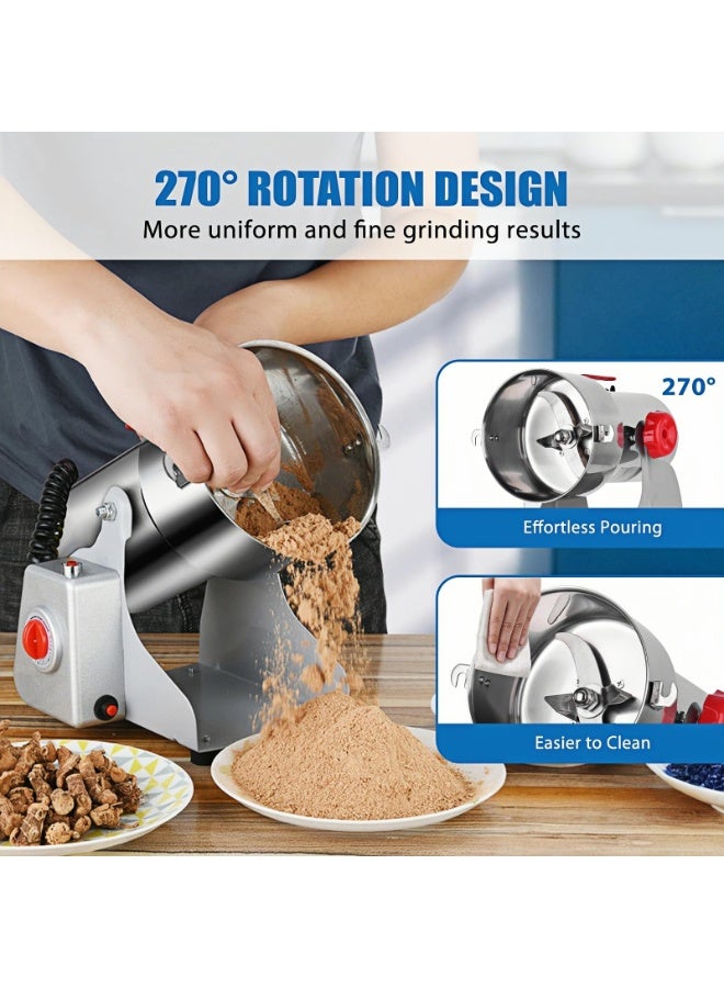 ايتي لايف مطحنة حبوب كهربائية، مطحنة أعشاب من الفولاذ المقاوم للصدأ سعة 800 غرام، آلة طحن تجارية عالية السرعة بقدرة 1400 واط، مطحنة فائقة النعومة لطحن سريع للحبوب الجافة والحبوب والقهوة والذرة والفلفل - Image 2