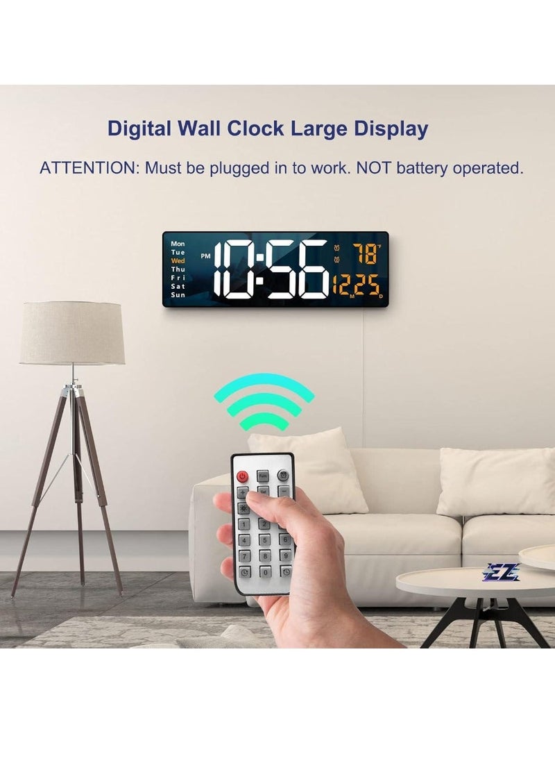 ELTRAZONE 16.2-Inch LED Digital Wall Clock with Remote Control Auto Brightness, Date, Week & Temperature Display – Large Easy-to-Read Clock for Living Room, Bedroom, Office – Modern Plastic Design for Home & Office Use - Image 1