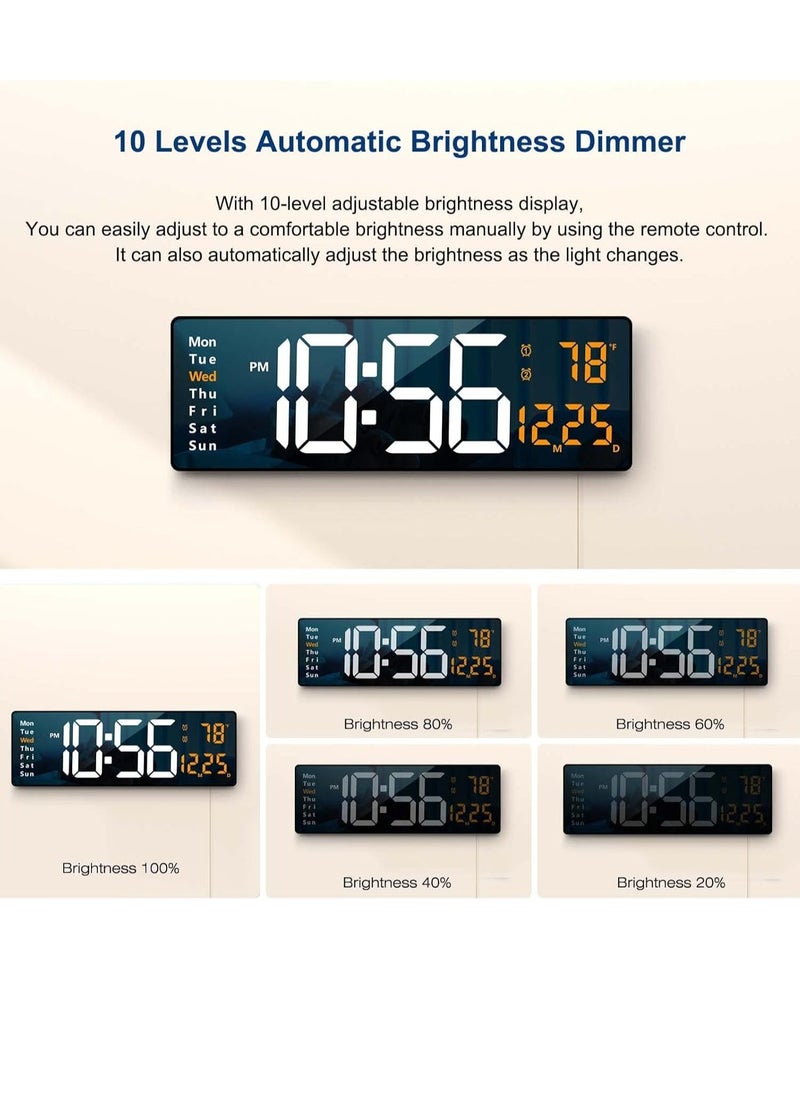 ELTRAZONE 16.2-Inch LED Digital Wall Clock with Remote Control Auto Brightness, Date, Week & Temperature Display – Large Easy-to-Read Clock for Living Room, Bedroom, Office – Modern Plastic Design for Home & Office Use - Image 2