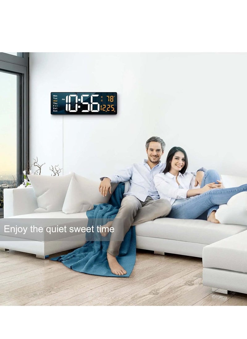 ELTRAZONE 16.2-Inch LED Digital Wall Clock with Remote Control Auto Brightness, Date, Week & Temperature Display – Large Easy-to-Read Clock for Living Room, Bedroom, Office – Modern Plastic Design for Home & Office Use - Image 3