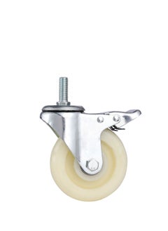 BMB tools 2-Piece 100mm White PP Double Ball Bearing Caster - Swivel with Brake - Screw M12x30mm  - Image 2