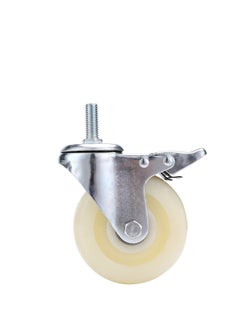 BMB tools 2-Piece 100mm White PP Double Ball Bearing Caster - Swivel with Brake - Screw M12x30mm  - Image 3