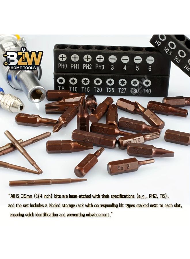 30 قطعة مجموعة مفكات بريش دقيقة 72 سن من نوع S2 لإصلاح الإلكترونيات - Image 4