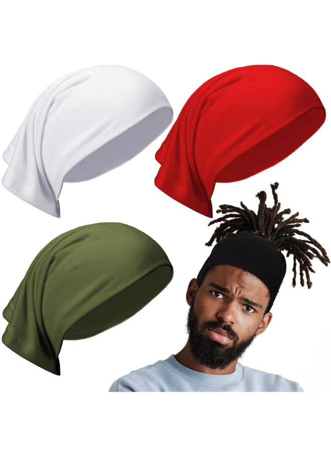 Sintege 4 Pcs DreadLocks Tube Sock Wide Elastic Headband Loc Cap Long Hair Dreads Head Wrap Unisex Spandex for Women MenBlack White Green and Red 12 x 98 Inches - Image 3