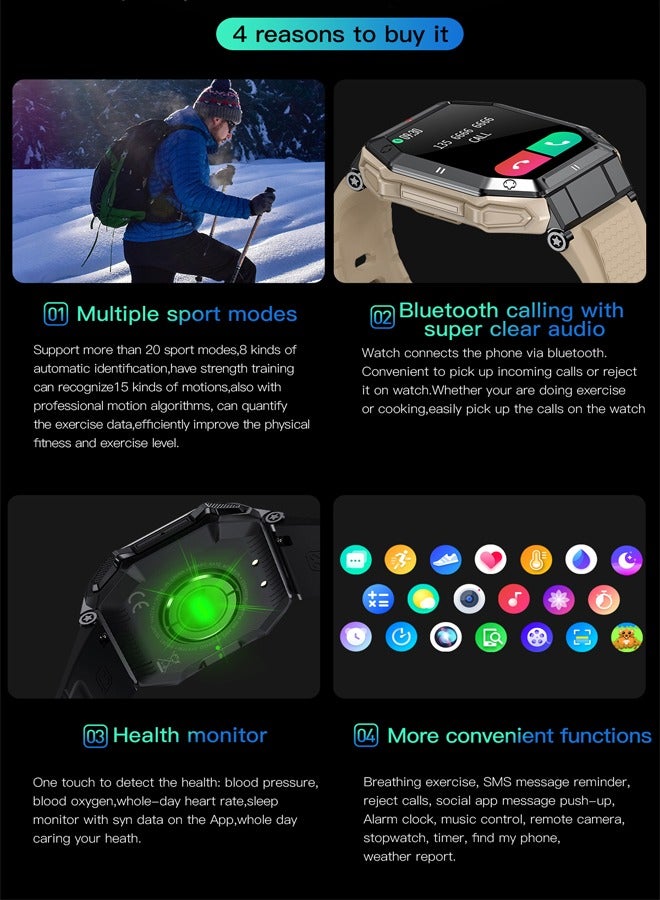 RollsTimi  Men's Smart Watch Sports Waterproof Watch 1.85"IPS Full Touch Screen Sports Fitness Tracker Heart Rate Blood Pressure Sleep Monitor - Image 3