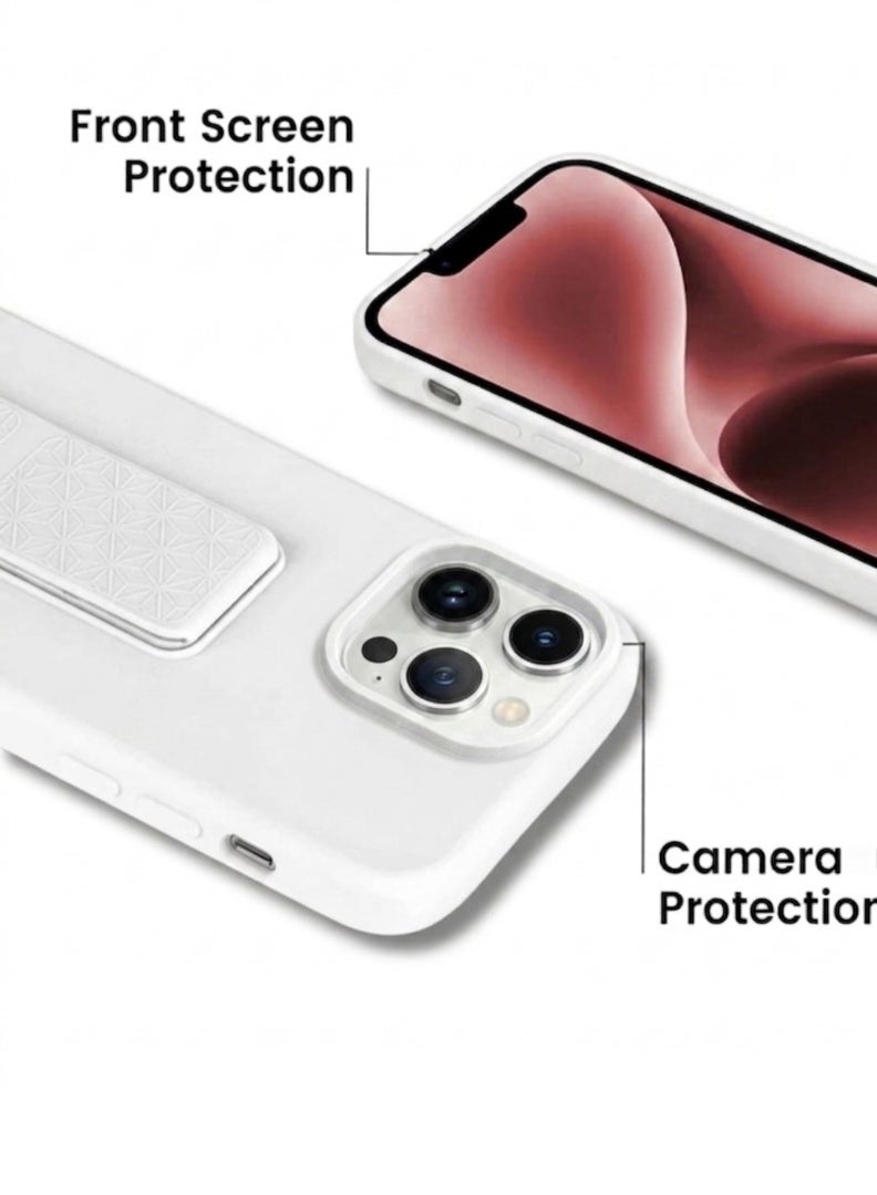 iPhone 15 Pro Max Silicone Case with Grip Strap & Kickstand Soft Design Cover For iPhone 15 Pro Max Vertical & Horizontal Stand Full Camera Protection Case For iPhone 15 Pro Max 6.7-inch - Image 5