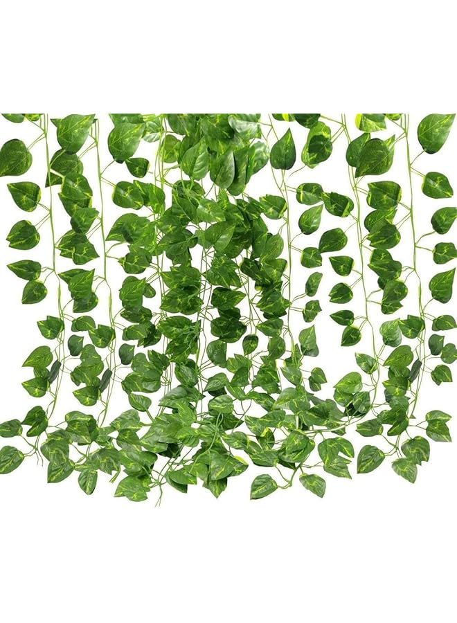 مومو بير نباتات اللبلاب الصناعي المتسلقة 12 خصلة بطول 78.7 قدم، أكاليل زهور صناعية بأوراق شجر صناعية معلقة لتزيين المنزل والمطبخ والحديقة والمكتب وحفلات الزفاف والديكور على الحائط بطول إجمالي 24 مترًا - Image 5
