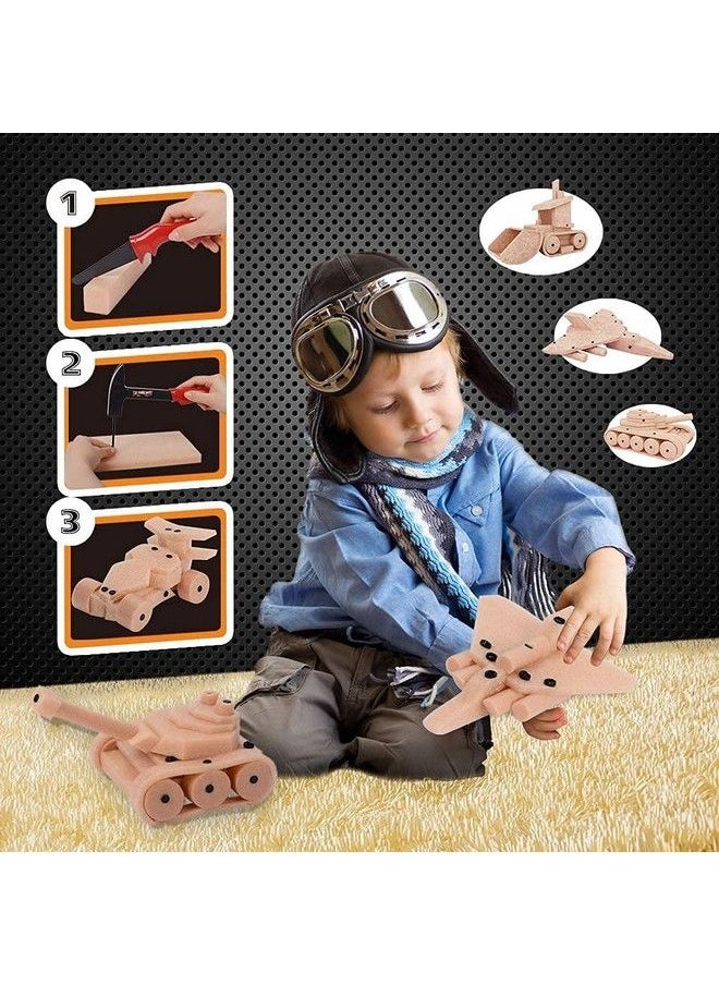 Liberty imports - Diy Deluxe Foam Wood Kids Stem Toys Carpentry Construction Engineering Tool Workshop Kit With 6 Project Ideas (90 Piece Set) - Image 1