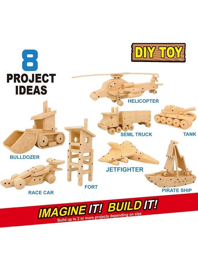 Liberty imports - Diy Deluxe Foam Wood Kids Stem Toys Carpentry Construction Engineering Tool Workshop Kit With 6 Project Ideas (90 Piece Set) - Image 1