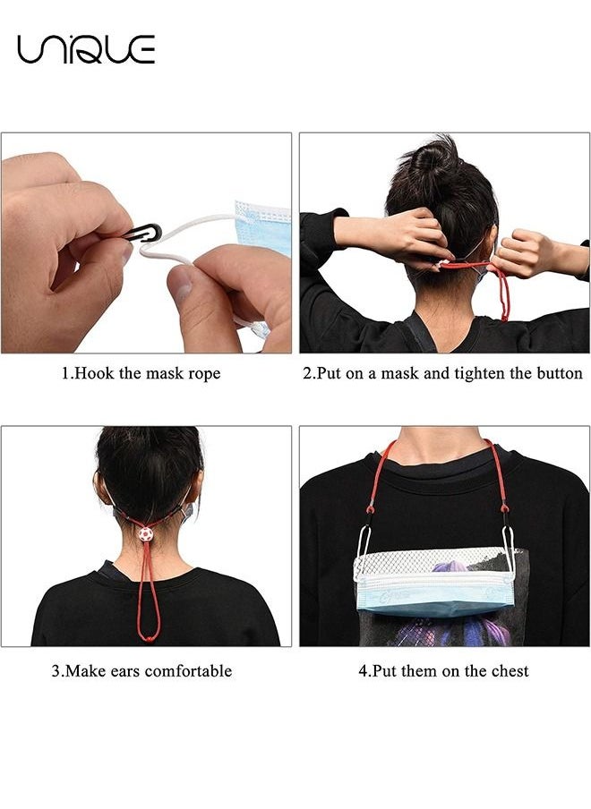 Unique - 5 PCS Adjustable Mask Holder with Clips - Kids Face Mask Elastic Adjustable Length Lanyard Strap - Women Men Anti-Lost Cute with Clips Necklace Holder Strap Comfortable Around the Neck Rest Ear Saver - Image 1