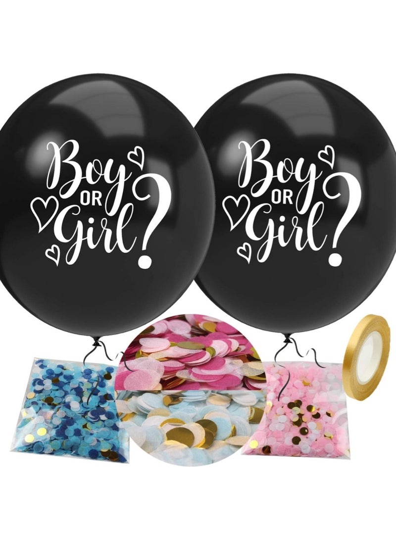 LIMOS Gender Reveal Balloon with Confetti, 36 Inch Black Boy or Girl Gender Reveal Balloon Kit with Pink and Blue Round Confetti for Baby Shower, Gender Reveal Decorations - Image 1