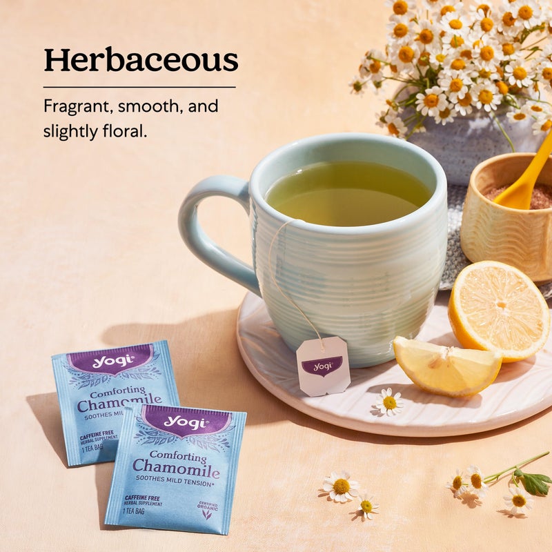 Yogi Tea Comforting Chamomile Tea - 16 Tea Bags per Pack (6 Packs) - Organic Chamomile Tea Bags - Supports a Good Night's Sleep & Occasional Stomach Discomfort - Made from Organic Chamomile Flower - Image 5