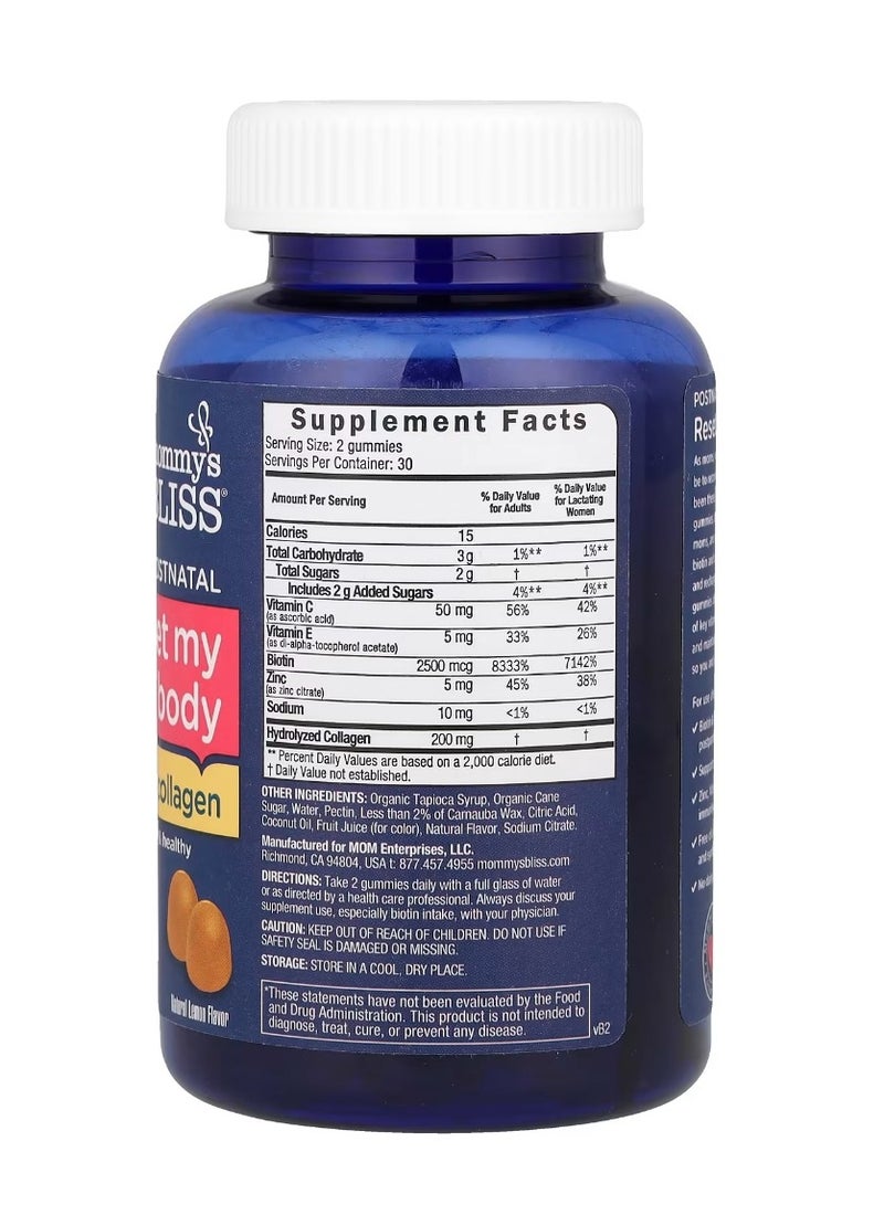 Mommy's Bliss Postnatal Reset My Body With Biotin & Collagen Natural Lemon 60 Gummies - Image 2